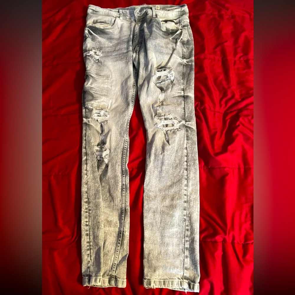 Grey Ripped Jeans Size 36 X 32